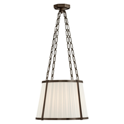 Windsor Medium Hanging Shade in Bronze with Box Pleat Silk Shade